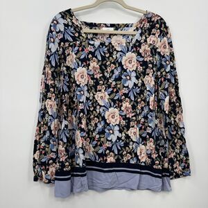 j. jill xl extra large floral long sleeve tunic cottage boho feminine